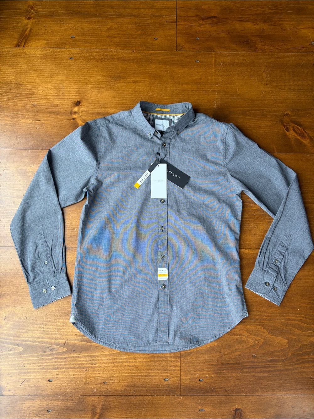 Denim & Flower Men’s Gray Long Sleeve Slim Fit Dress Shirt Sz S/38